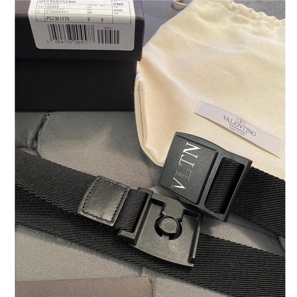 VALENTINO VLTN Logo Woven Belt 100% Authentic